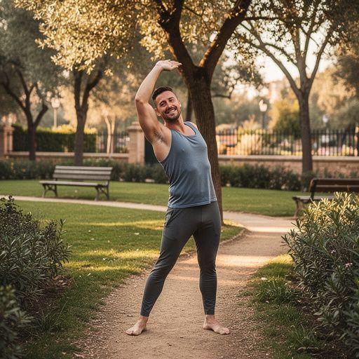 Practicante de yoga realizando estiramientos para la recuperación muscular después del ejercicio.