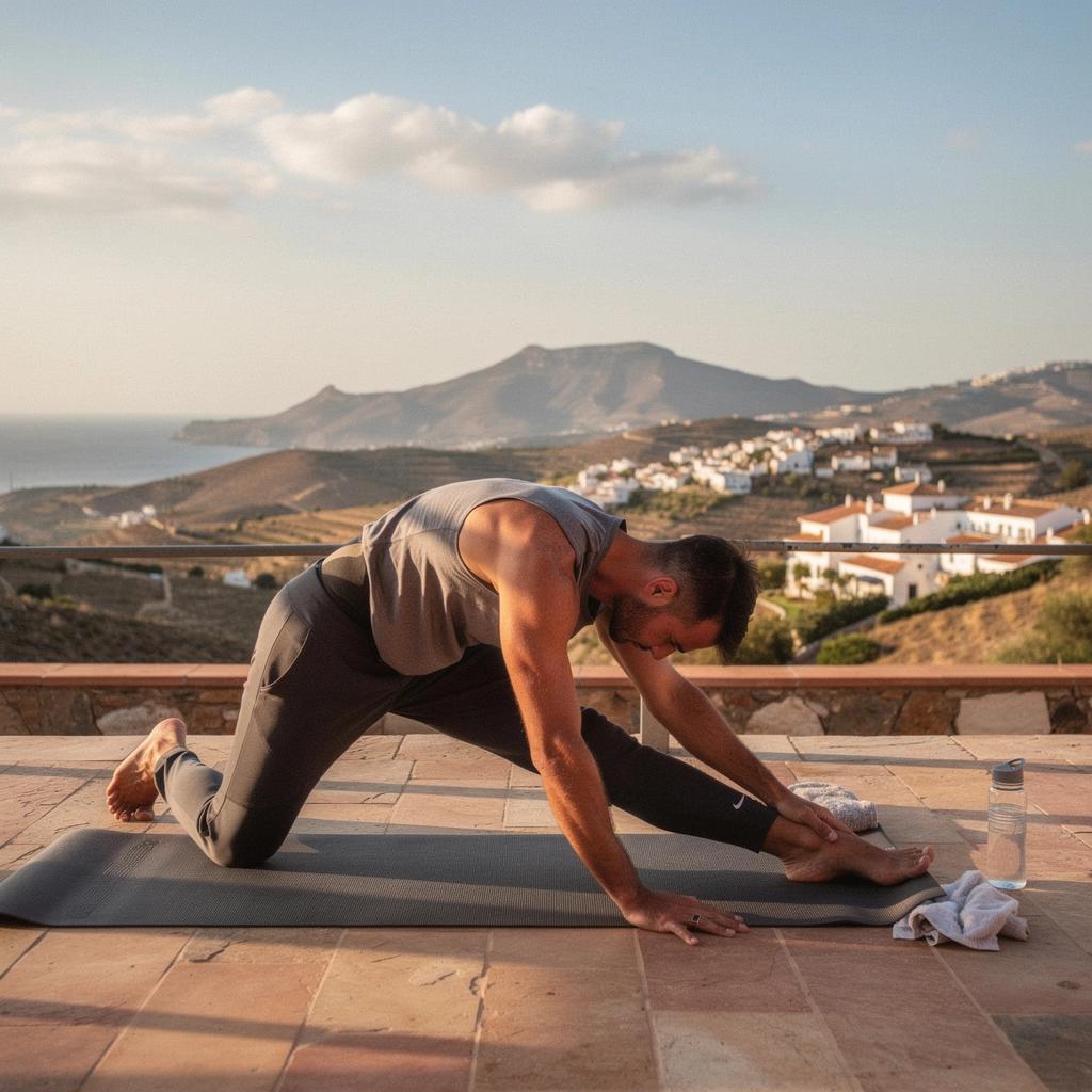 Atleta utilizando bloques de yoga para mejorar la alineación durante los estiramientos post-ejercicio.